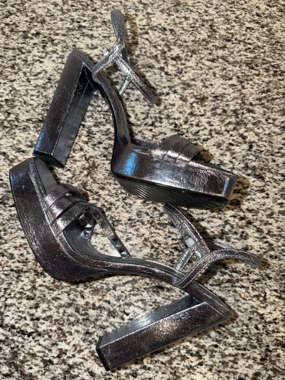Zara Blue Metallic Platform Strappy Heels size 40 / US size 9 🩵 - Picture 8 of 13